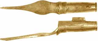 Ramrod pipe, brass, 1746 Brown Bess, entry pipe with skirt, 3/8" for tapered rod